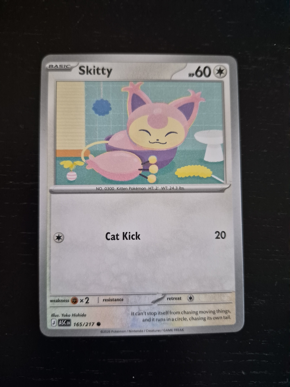 Pokemon Skitty Card - Pink and Purple
